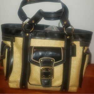 Iconic Vintage COACH Legacy Straw and Leather  Coach handbag